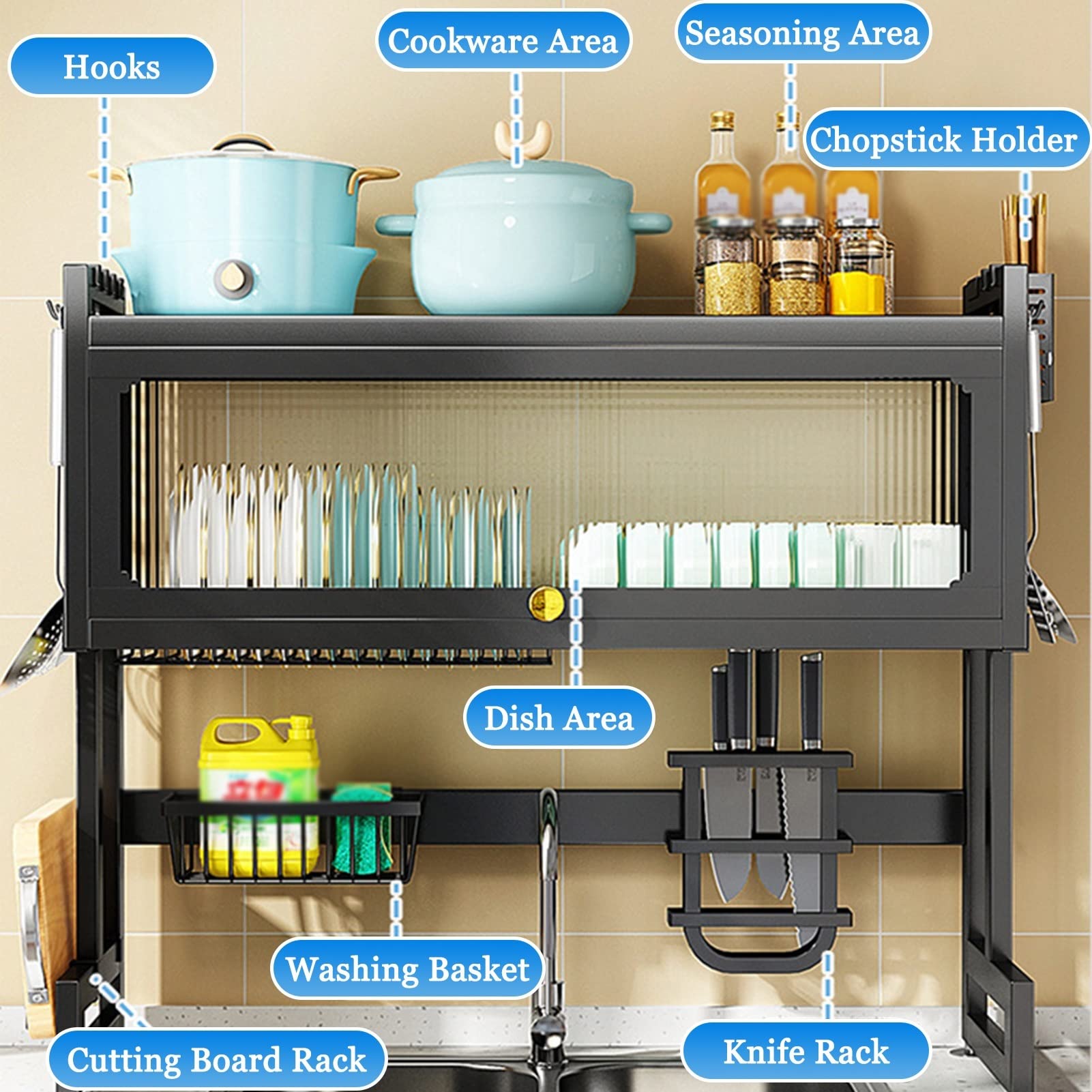 Scaffale Di Asciugatura Scarico Piatti Antiruggine Con Vassoio - Foto 4