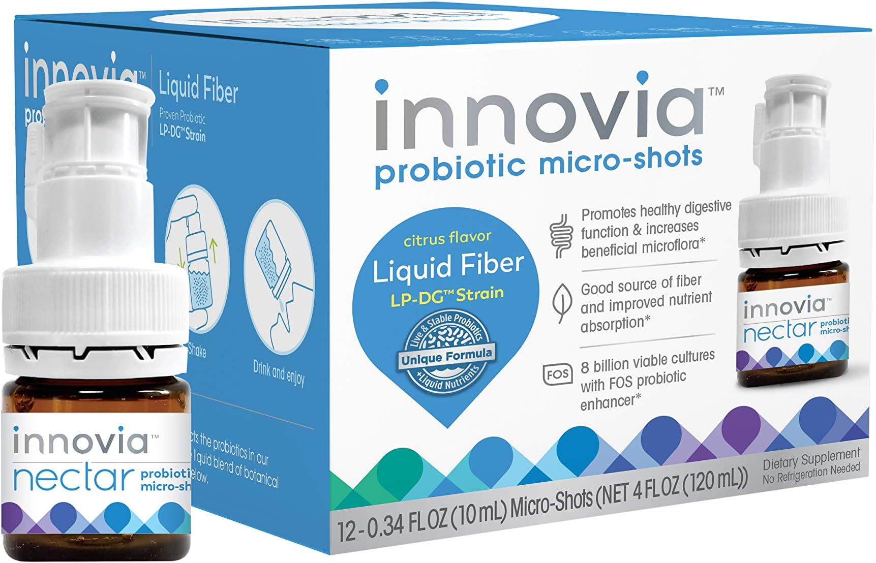 Innovia Probiotics Liquid Fiber 12 Micro-Shots 10mL