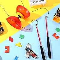 Vista 6 de Lenwen Juego de 3 diábolos chinos Yoyo, 5 rodamientos Pro Diábolos (5 pulgadas) con palos de mano y cuerdas de aleación de aluminio, juguete