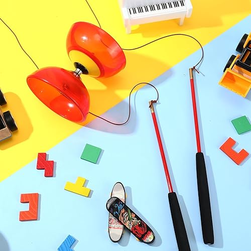 Miniatura 6 de Lenwen Juego de 15 piezas de diábolo chino Yoyo incluye 3 bolas de diábolo de 5 pulgadas de colores, cinco rodamientos con 6 palos chinos de