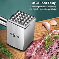 Vista 4 de Ablandador de carne de acero inoxidable, martillo de carne resistente, mazo de carne de cocina, 1.65 libras, martillo con peso, mango extendido