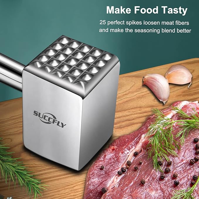 Ablandador de Carne SUCCFLY Acero Inoxidable, Martillo de Cocina 1.69 lb miniatura 4