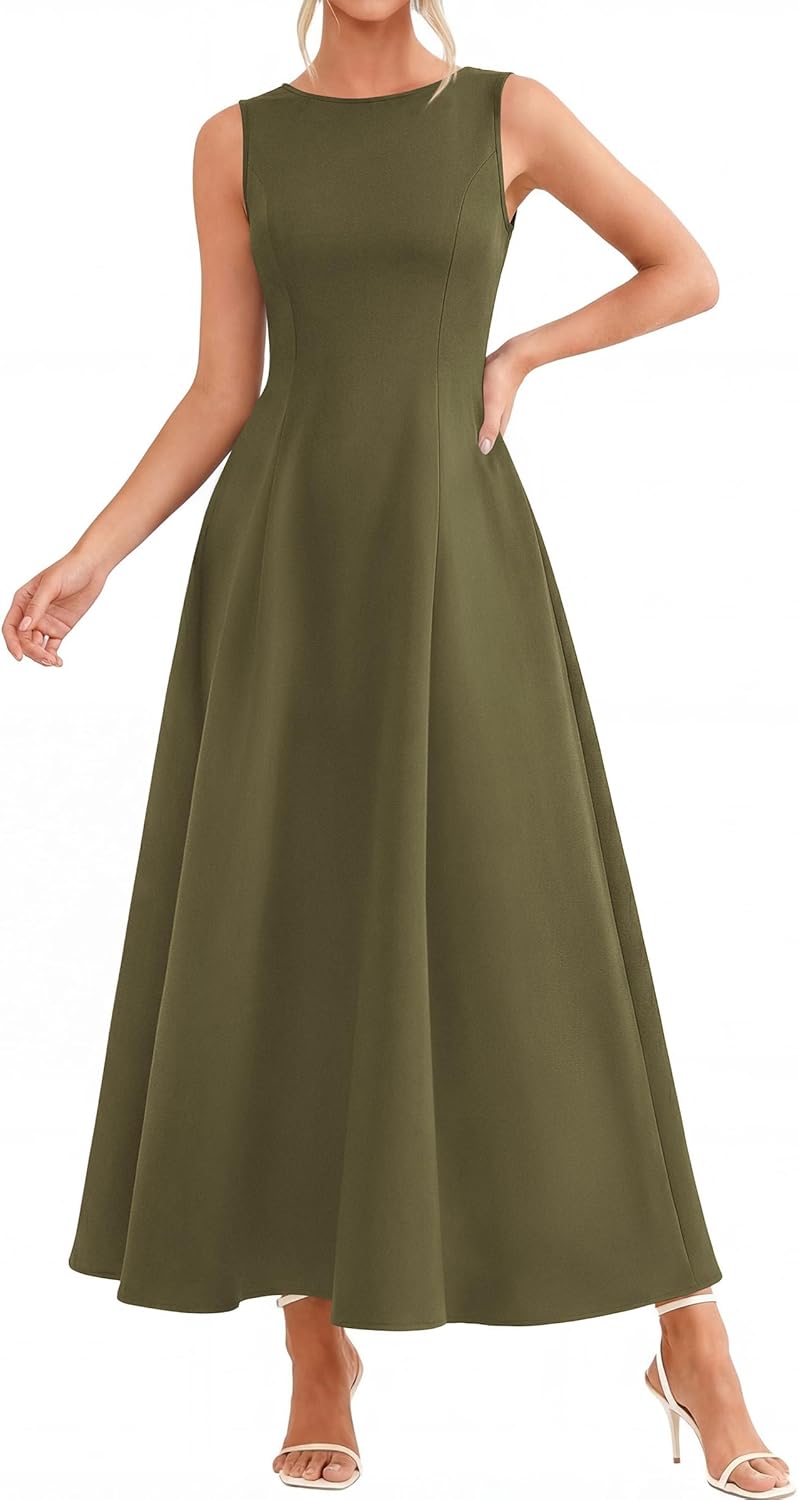 PRETTYGARDEN Women's Maxi Dress Summer Wedding Guest 2026 Spring A Line Long Tank Flowy Modest Sleeveless Cocktail Dresses - Image 6