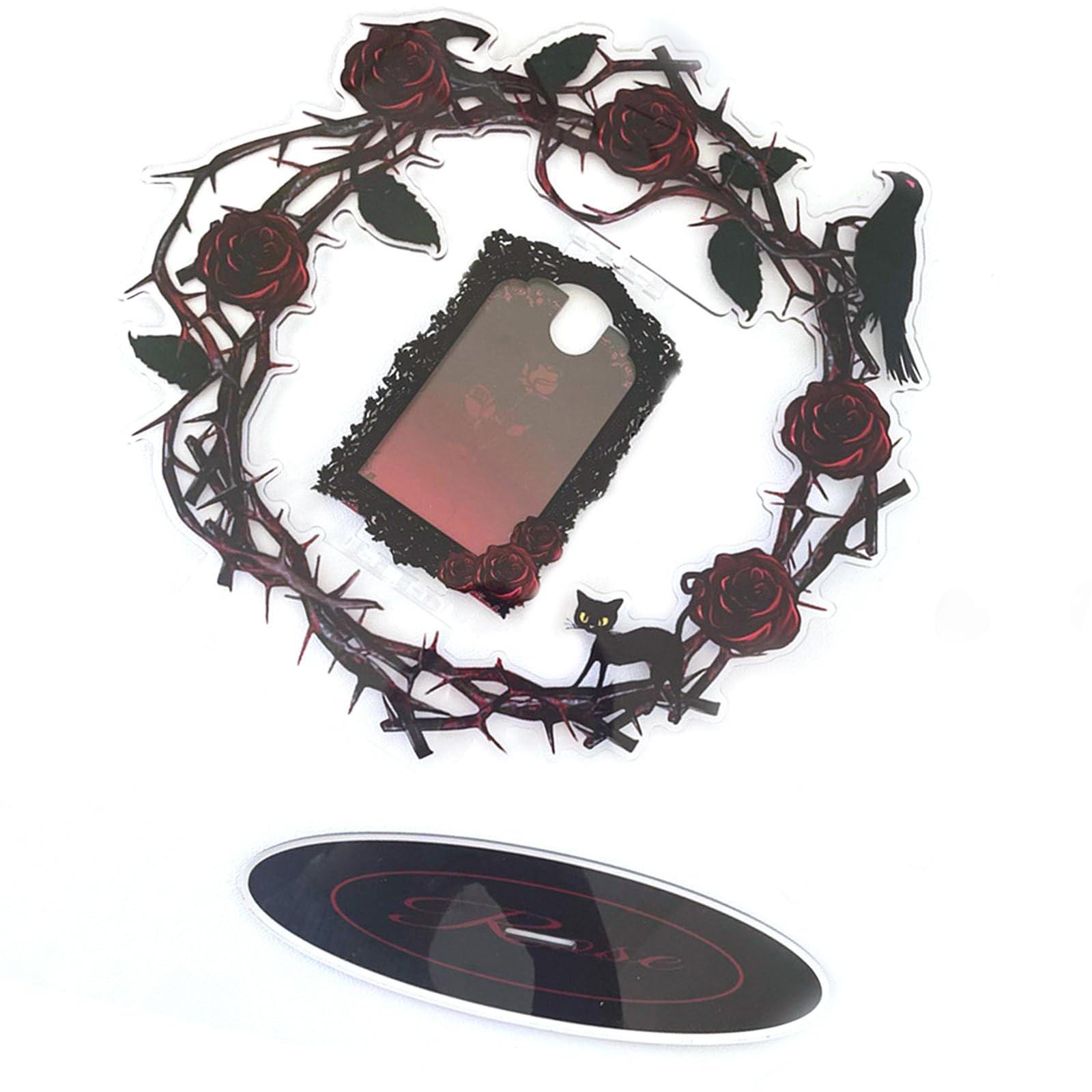 Cadre photo rotatif rose pour bureau - Support de carte acrylique - Texture acrylique - Convient pour la maison ou le bureau