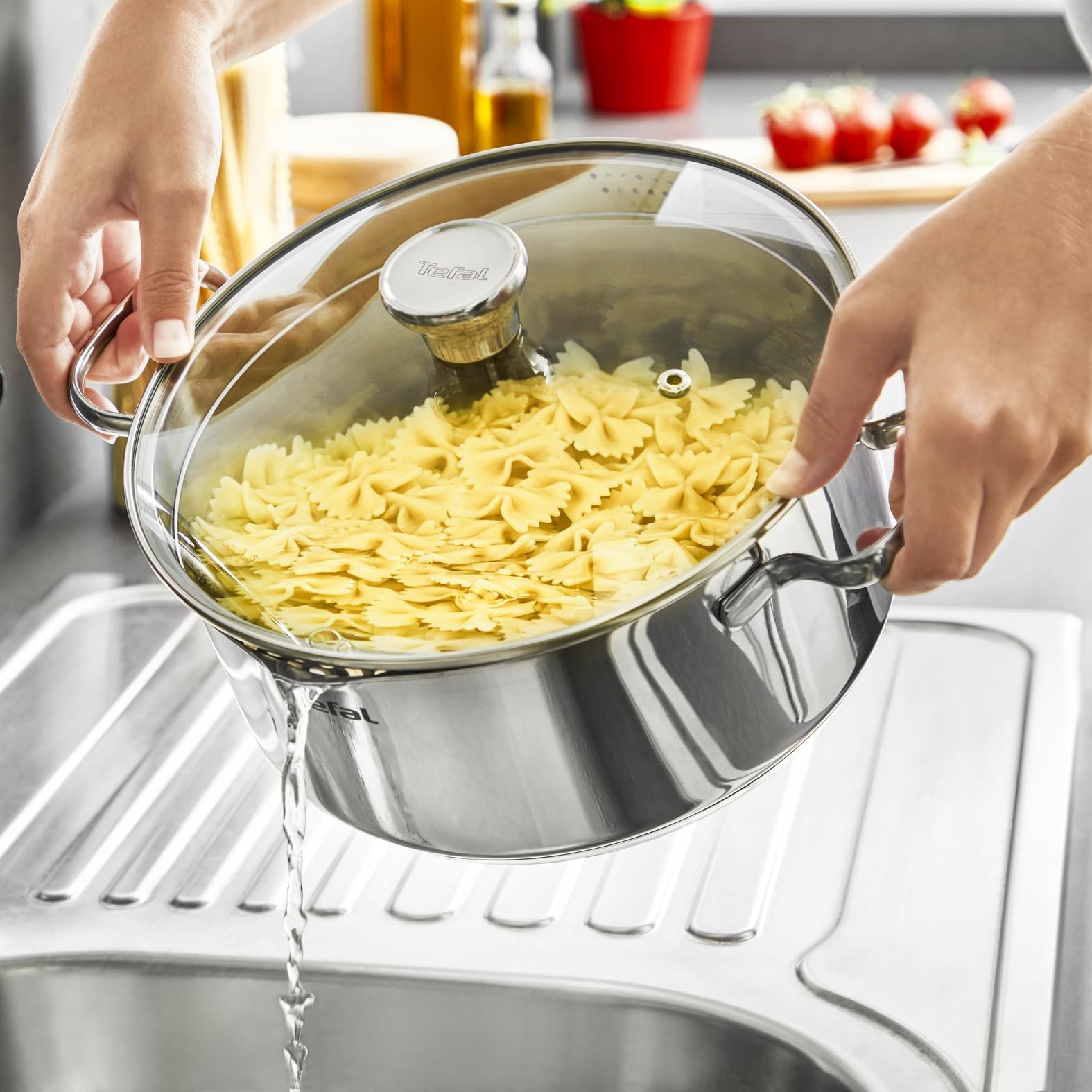 Image secondaire de Faitout Tefal Duetto 24 cm en Acier Inoxydable avec Couvercle Filtrant