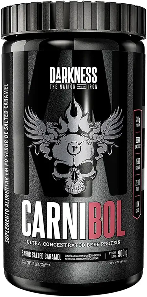 DARKNESS Carnibol Proteína Ultra Concentrada de Carne em Pó Sabor Salted Caramel - Complemento Proteico de Alto Rendimento - Ganho de Massa Muscular e Aumento de Força - Pote 900g