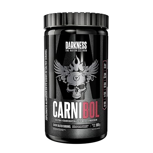 DARKNESS Carnibol Proteína Ultra Concentrada de Carne em Pó Sabor Salted Caramel - Complemento Proteico de Alto Rendimento - Ganho de Massa Muscular e Aumento de Força - Pote 900g