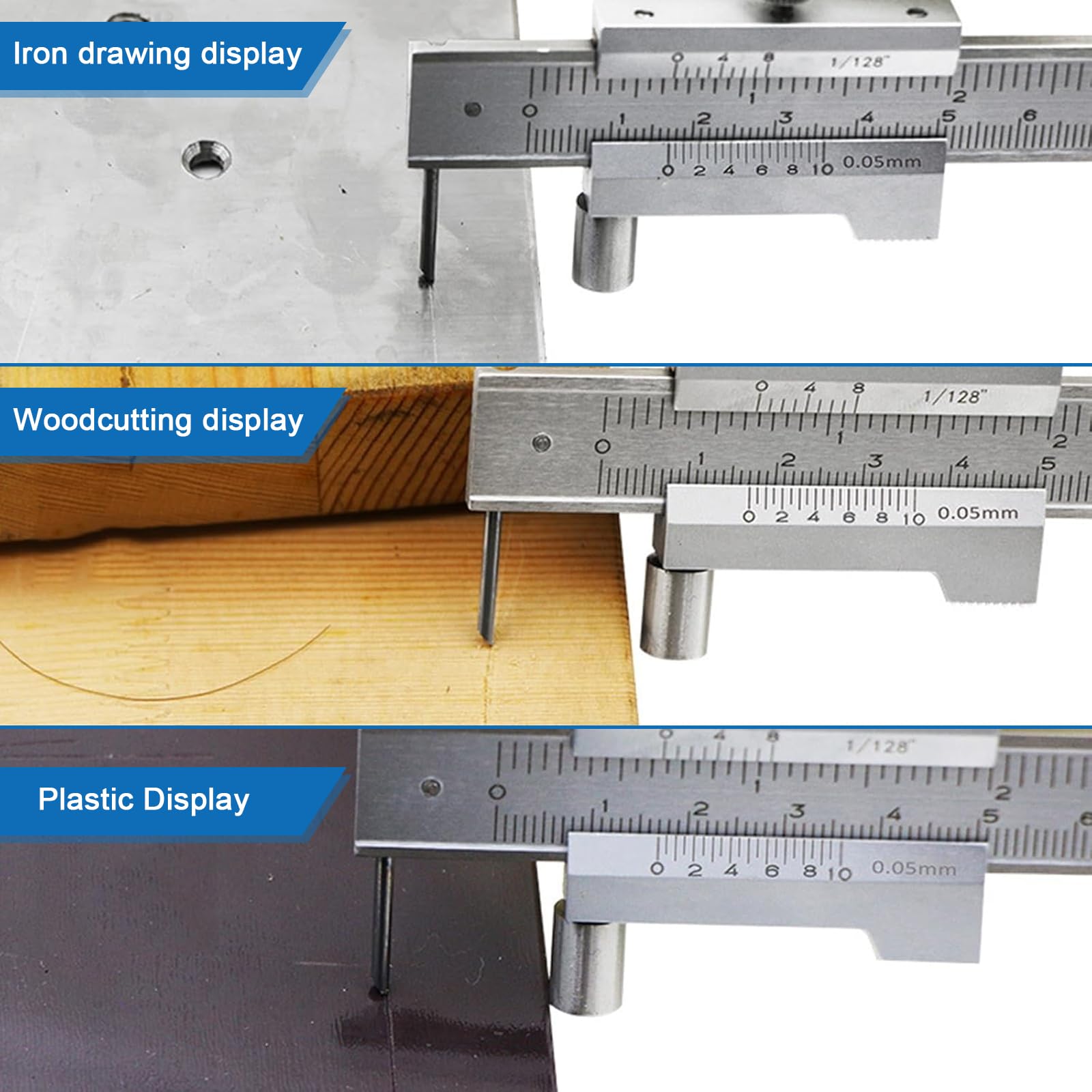 Outils de marquage en acier inoxydable Pied à coulisse parallèle croisé 0-20 cm Lecture métrique impériale