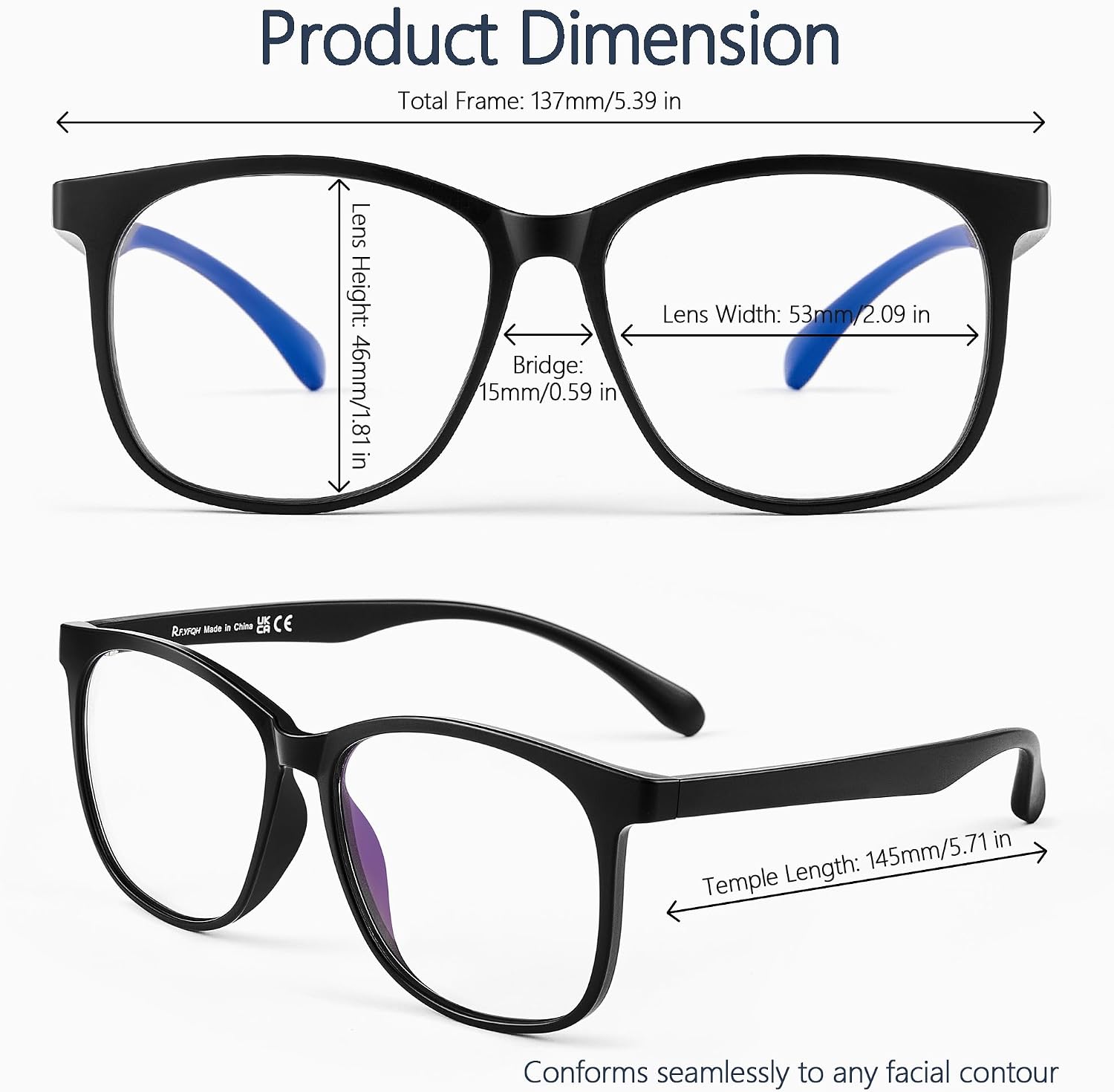 Blue Light Blocking Glasses for Women Men, Square Thick Frame Anti Eyestrain & UV Glare JF6218 image 4