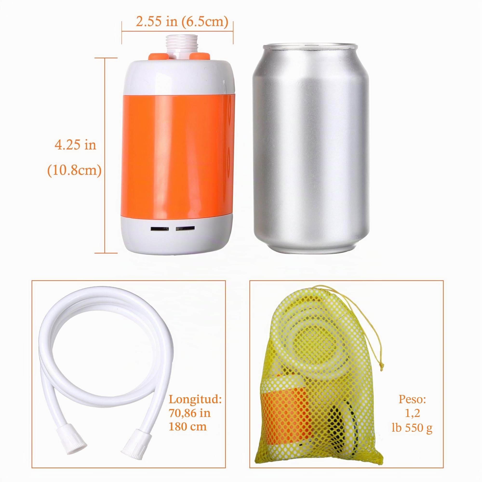 Laserbeak Ducha Portátil Ducha de Camping para Uso en el Hogar o al Aire Libre con Lavado de Coche Mascotas Lavado Vegetación Riego, Batería Incorporada de 4800mAH y Cabezal de Ducha ON/Off Válvula