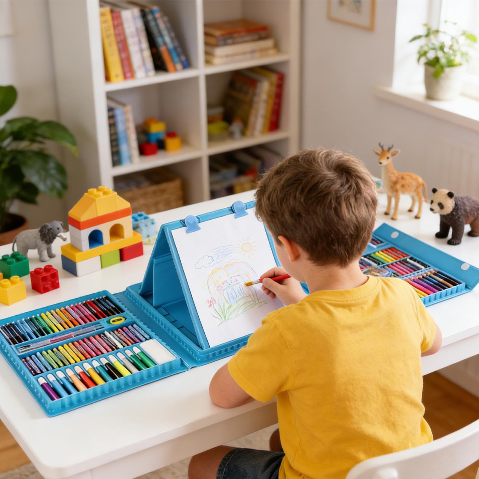 Malset für Kinder, tragbar, faltbar, Malset für Mädchen, für Zuhause, Desktop, Studio, Outdoor, College, Vorschule, Schule, Wandbild, Party, Geburtstag, Urlaub, Reisen