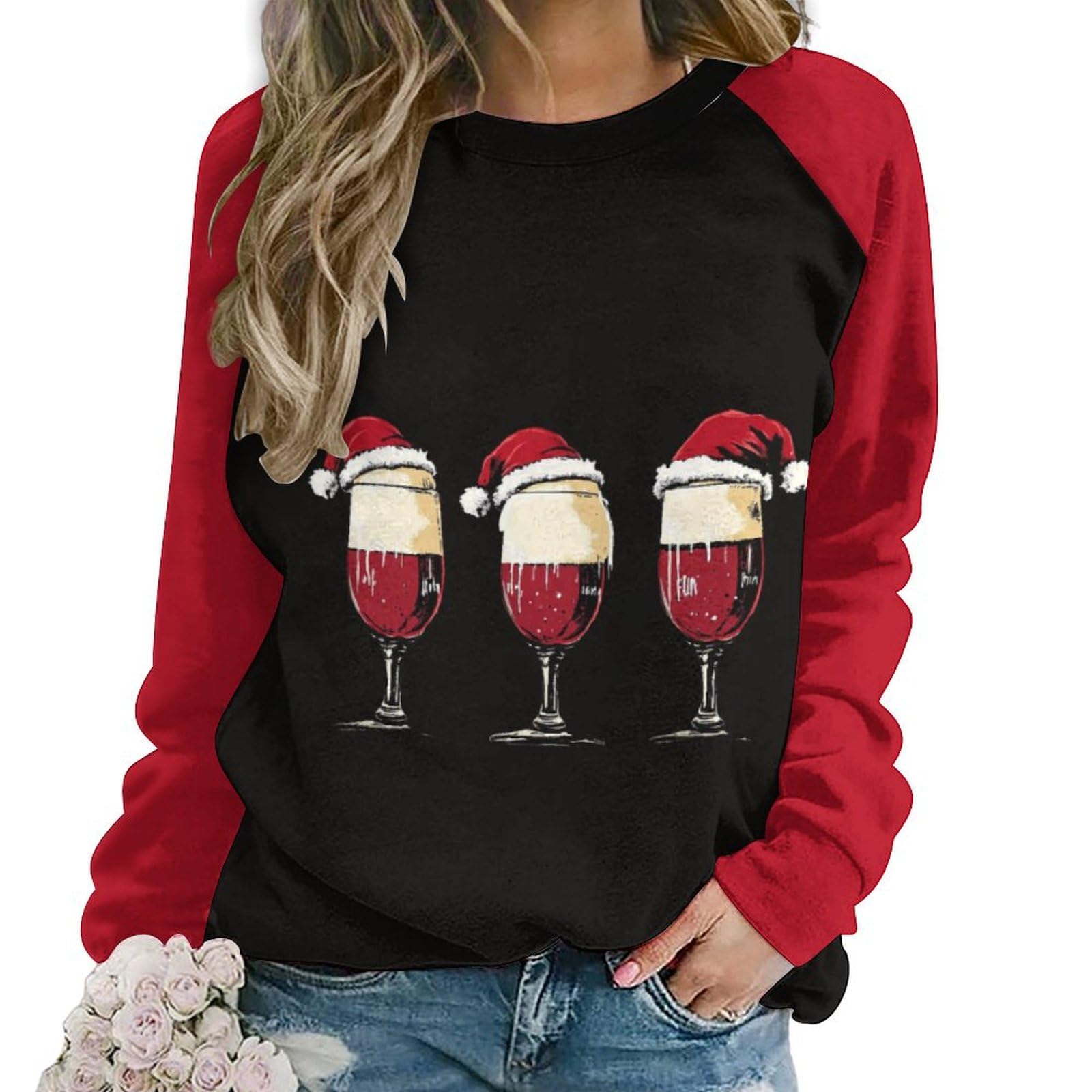 LOAIHA Merry Christmas Sweatshirt for Women Xmas Print Holiday Long Sleeve Christmas Sweater Crewneck Pullover Shirt Tops