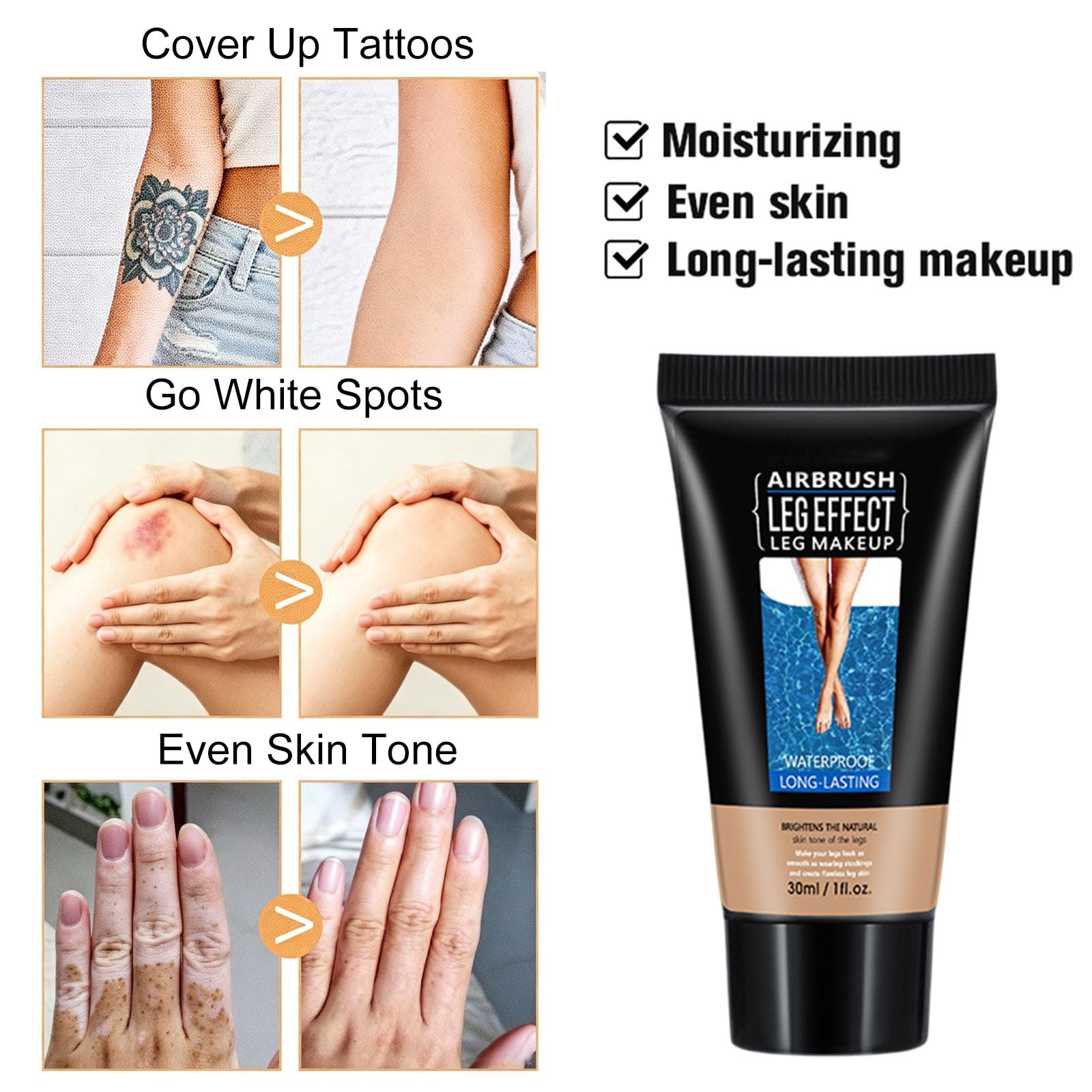 2 Stück Körper Bein Make Up Wasserfest Tattoo Make UP Cover Wasserfest Tattoo Abdeckung für Beine und Körper