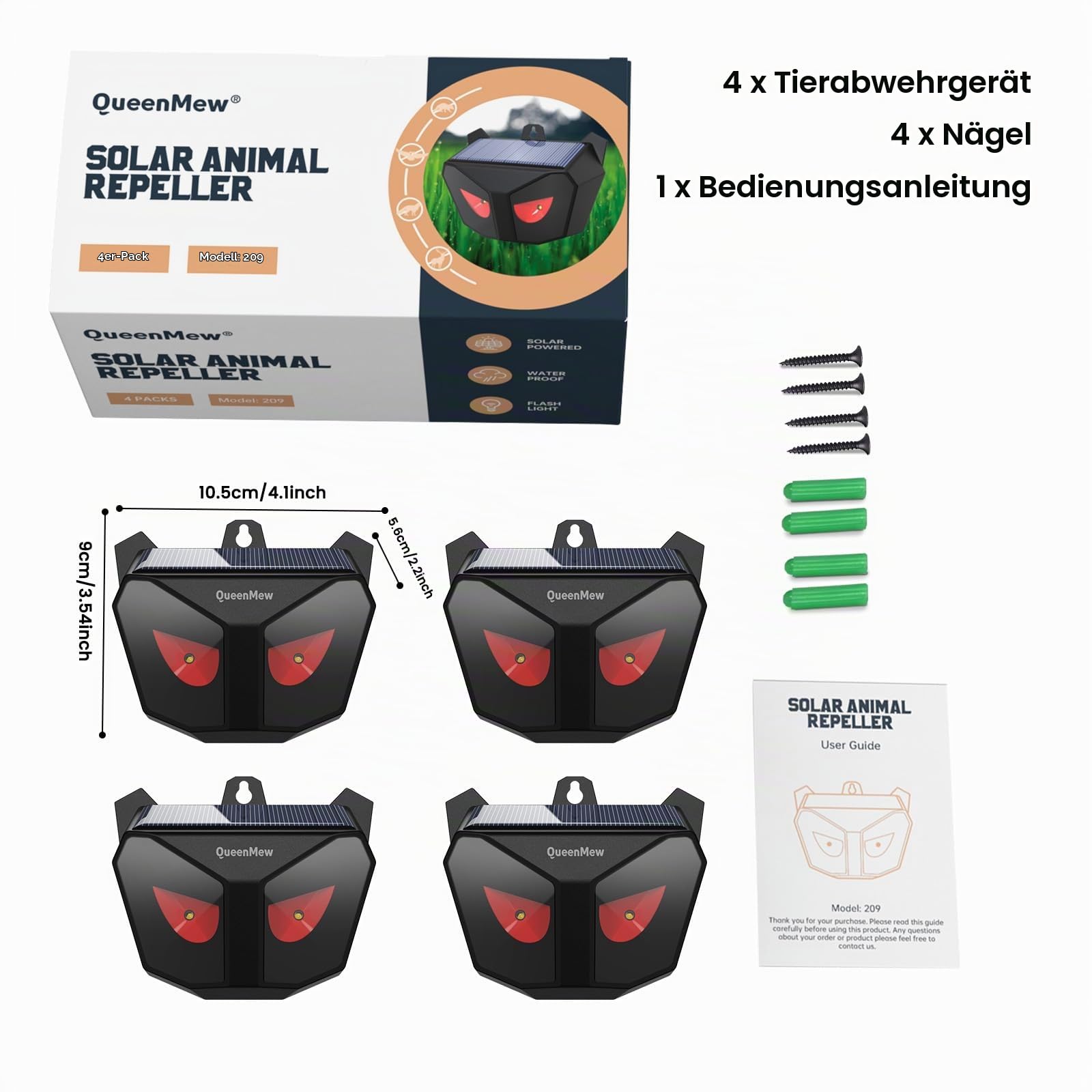 Katzenvertreiber Ultraschall, Katzenschreck für Garten mit Sensor, Solar Katzenabwehr für den Außenbereich mit Flash Light, Ultraschall Abwehrmittel vertreibt zur Vertreibung von Katzen, Batten