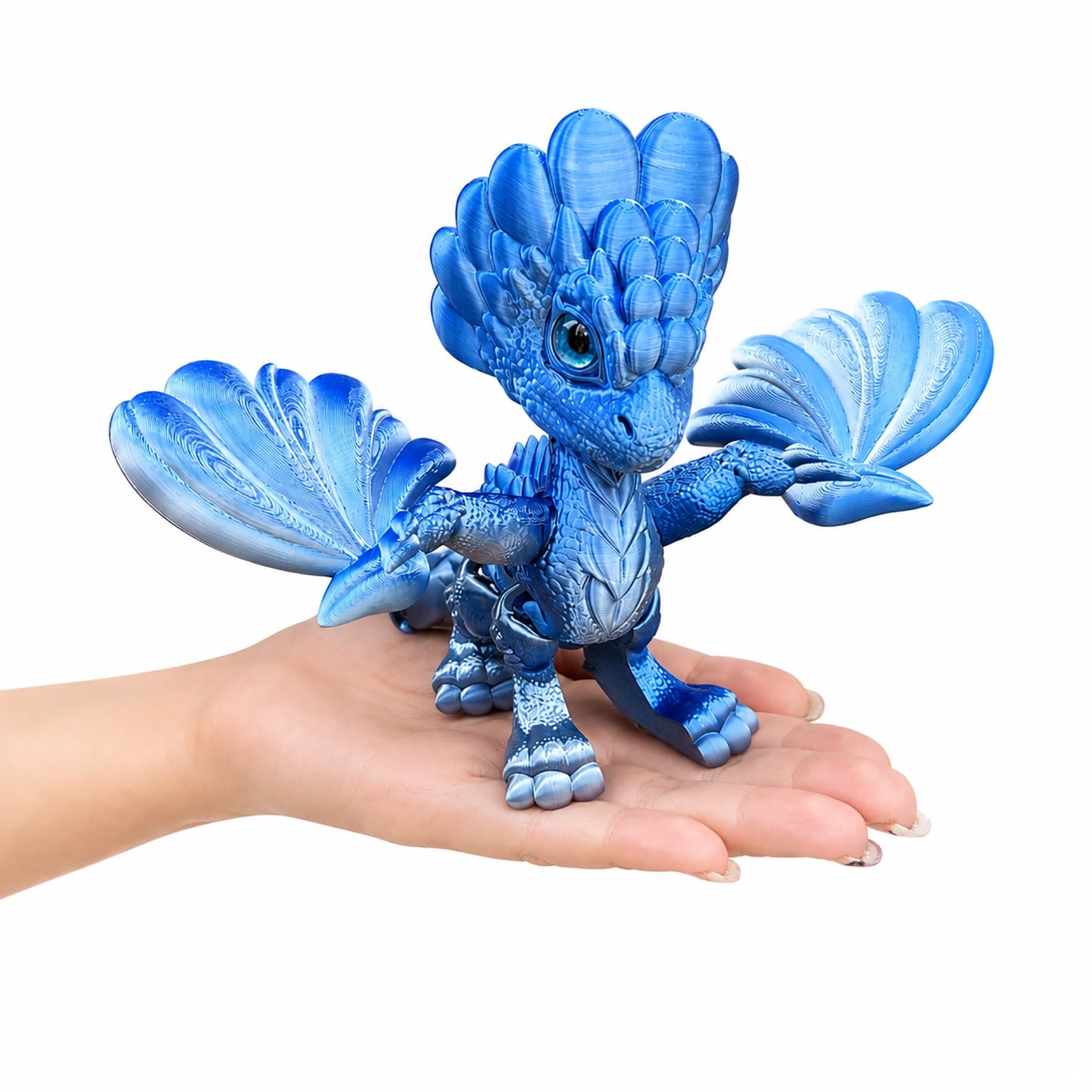 CASOME 3D Printed Articulated Winged Dragon Figurine, Movable Fantasy Dragon Decor With Realistic Eyes, Poseable Display Ornament For Desk, Shelf & Collection(F)