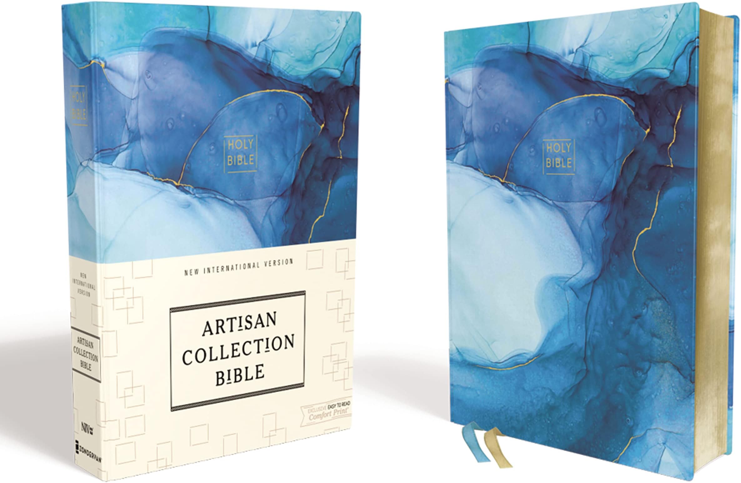 NIV, Artisan Collection Bible, Cloth over Board, Blue, Art Gilded Edges, Red Letter, Comfort Print