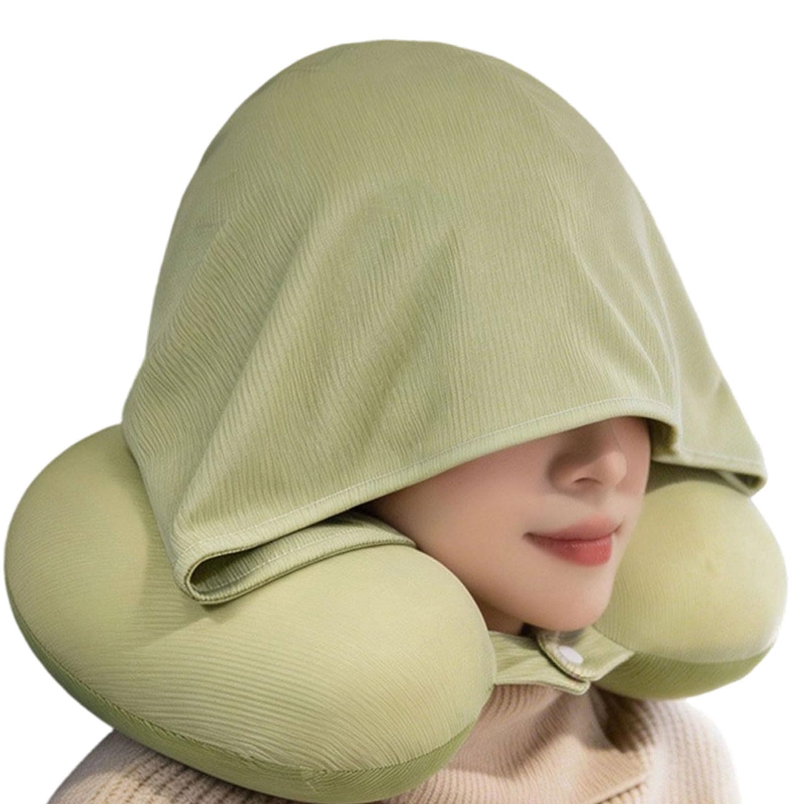 Qusinfc Memory Foam Neck Rest Pillow Ice Silk Fabric Headrest for on Plane and Trains Detachable Headrest Pillow