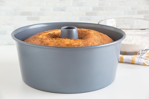 Miniatura 6 de Fox Run Molde antiadherente para pastel de ángel con parte inferior extraíble, 10 x 10 x 4.5 pulgadas, metálico