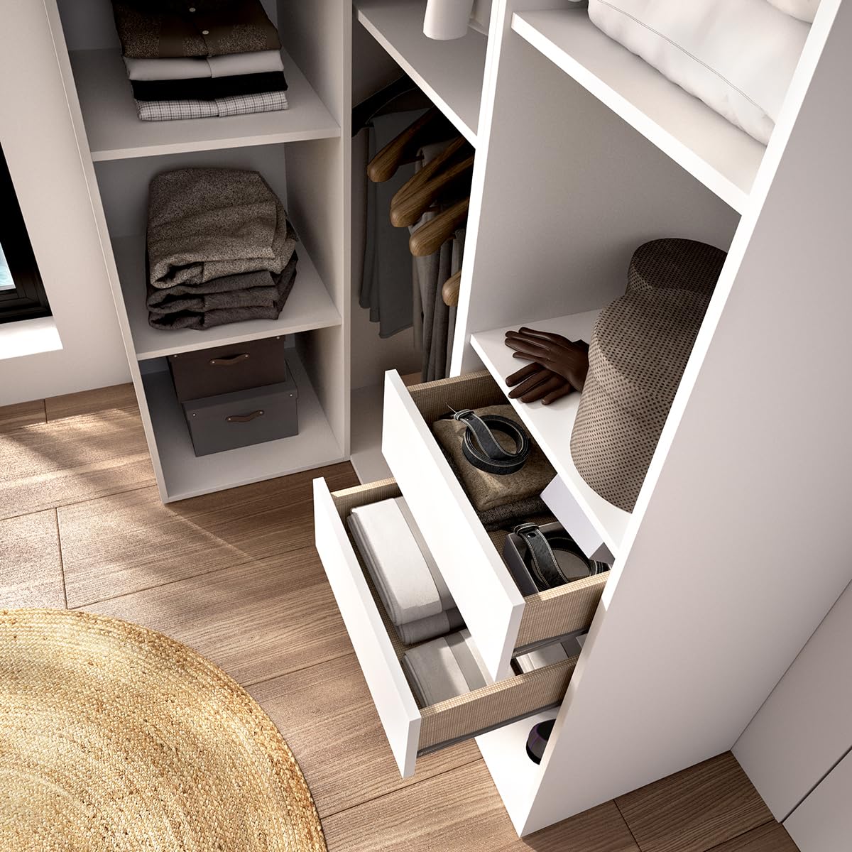 DEKIT Grupo RIMOBEL-Conjunto Armario-VESTIDOR Rincon con Trasera Reversible