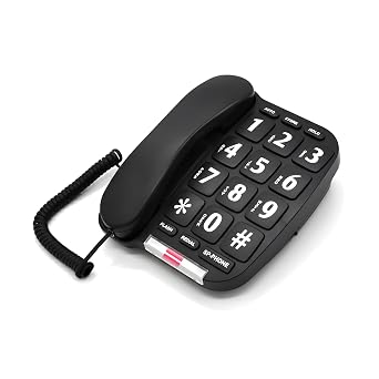 Landline Phones for Home with Large Buttons | Big Button Corded Phone with HI/LO Volume, Flashing Ringer Light, Speakerphone, 10 Two-Touch Speed Dial Memories, Tabletop or Wall Mount by Ken-Tech