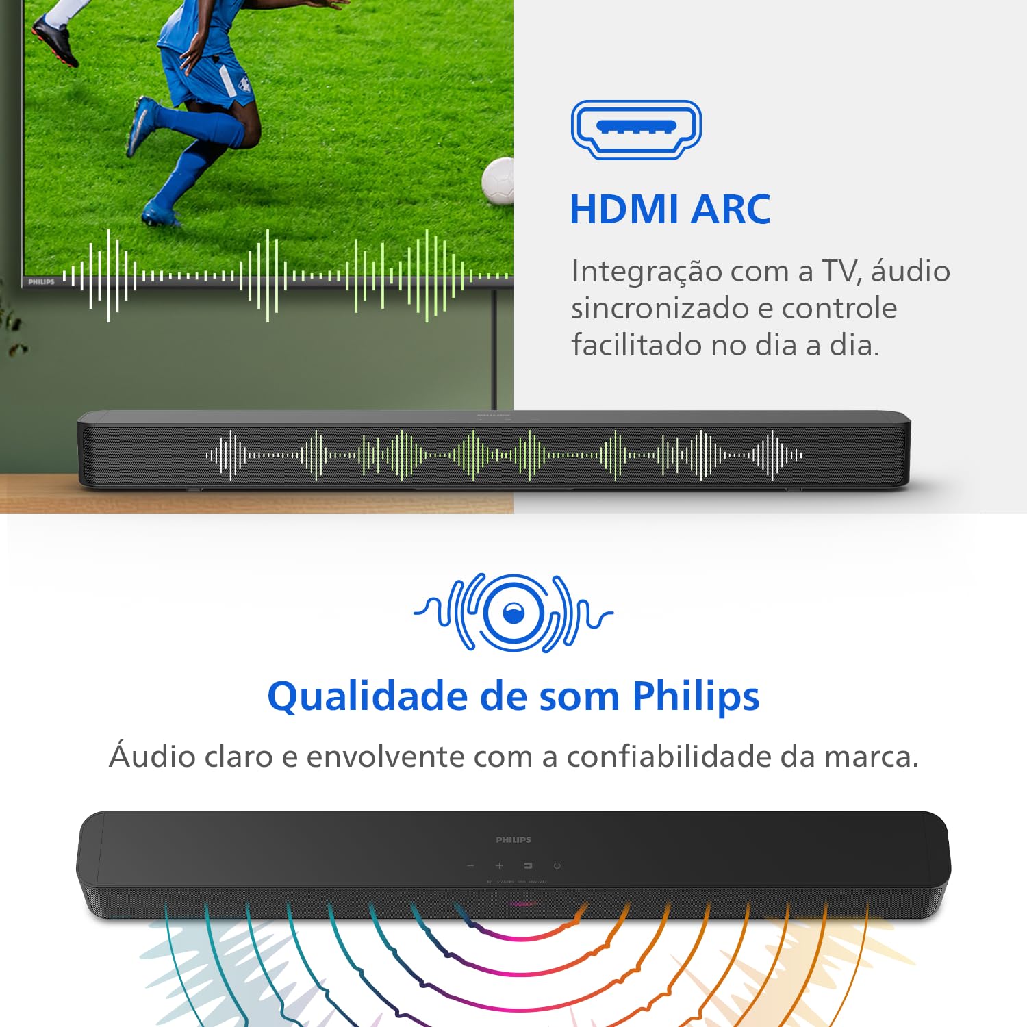 PHILIPS, Soundbar, TAB4000, Aparelho de Áudio para TV com