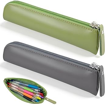 2 x Small Slim Leather Ballpoint Pen Case