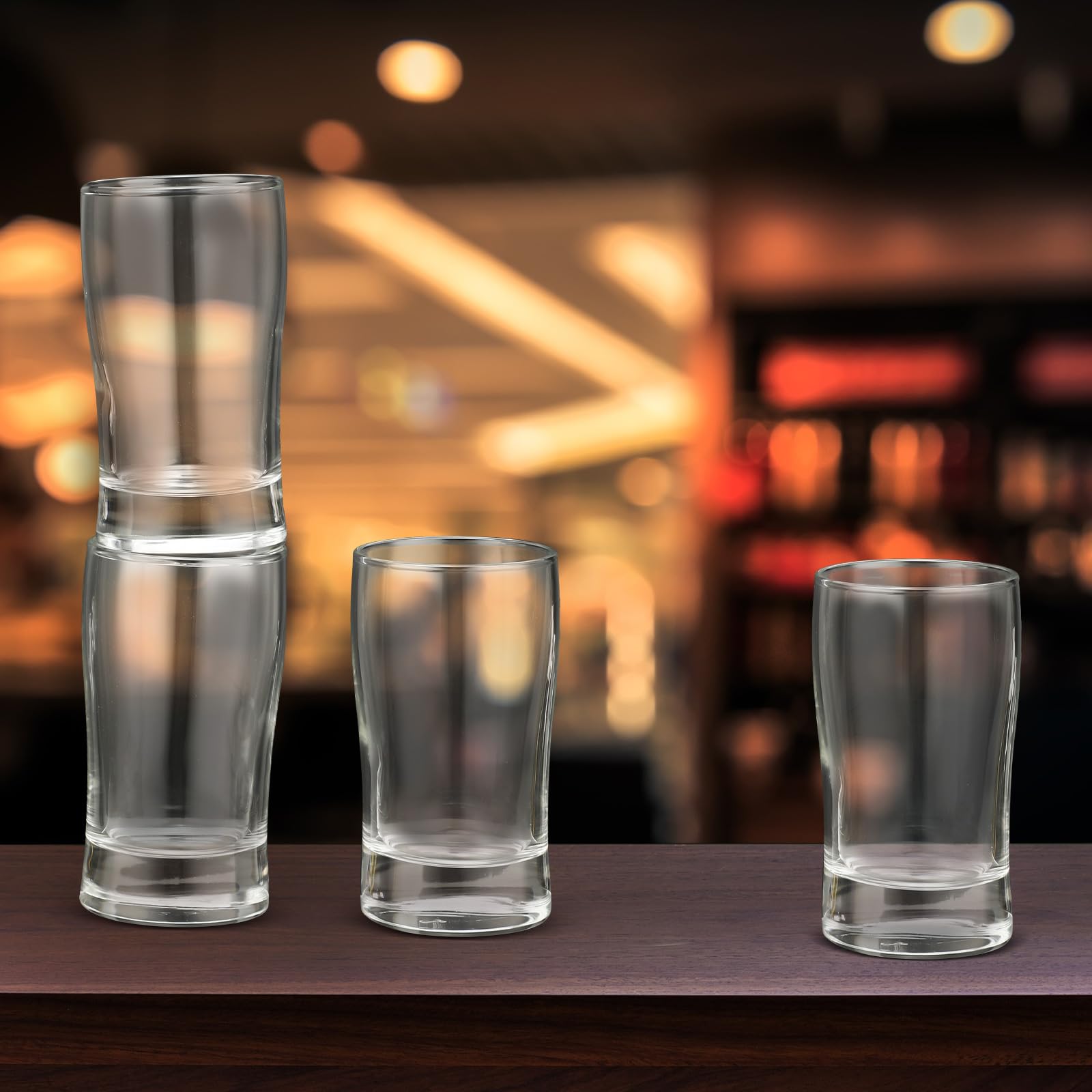 Bokon Lot de 24 verres à bière, petits verres à jus, thé glacé, verres à base lourde en verre transparent pour eau potable, bière, lait, jus d'orange, petit déjeuner pour enfants (140 ml)
