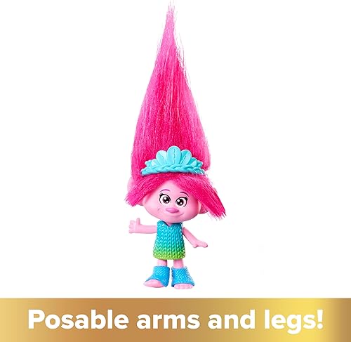 Miniatura 3 de Mattel DreamWorks Trolls Band Together Queen Poppy - Muñeca pequeña con traje extraíble y pelo de felpa, juguetes inspirados en la película