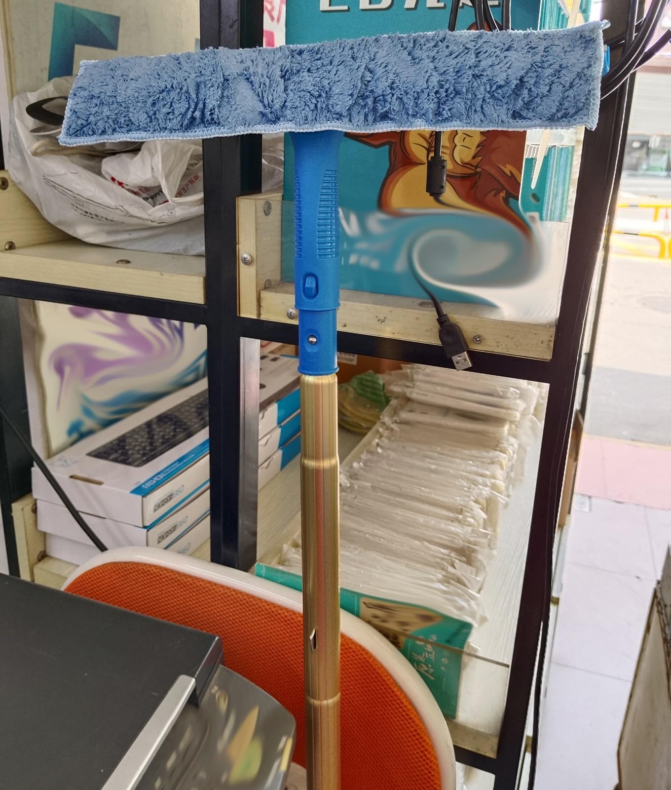 Kit de limpiador de escobilla extensible 2 en 1 con mango telescópico para apartamentos, centros comerciales y lavado de autos