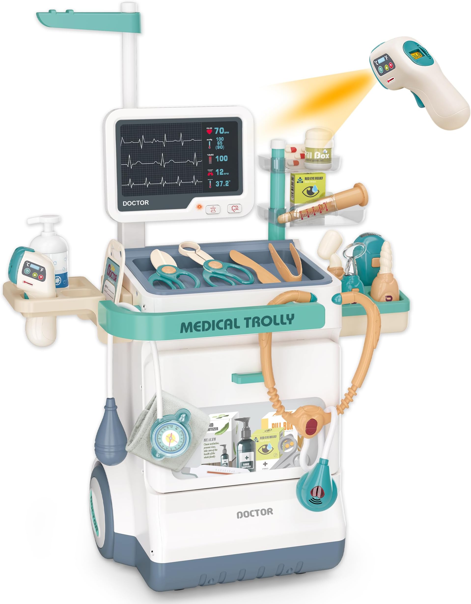 POFJOEQ Doctor Kit for Kids,Pretend Medical Station Toy Set,Toy Medical Kit for Kids,24 Pcs Deluxe Pretend Play Medical Kit Toy,Doctor Play Set for Kids,Role Play Gift for Toddlers. (660-89)