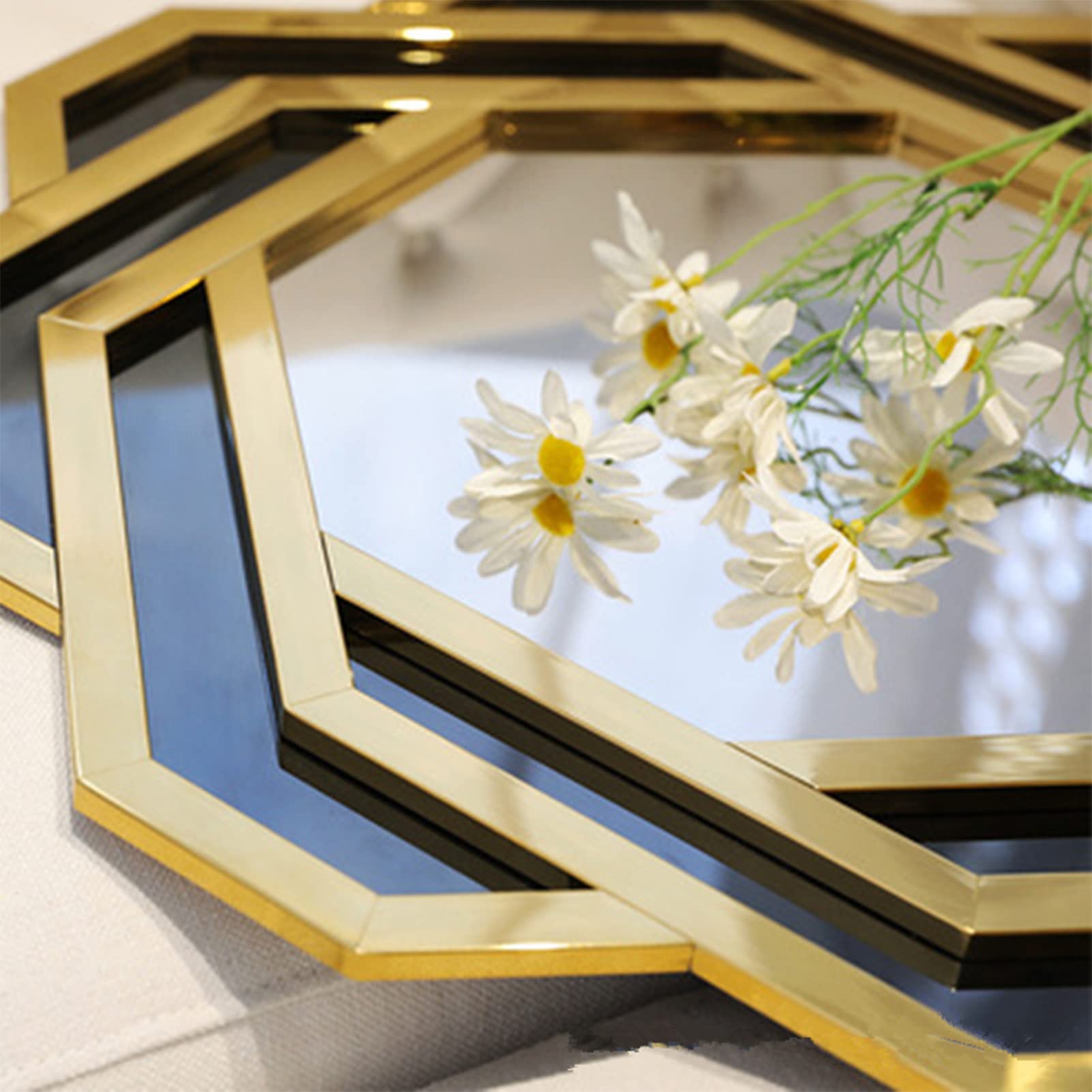 Dekorative Wandspiegel,Geometrischer Metall Spiegel Sunburst Wandspiegel,Wandspiegel Hängender Akzentspiegel für Schlafzimmer Schränke Wohnzimmer Dekor