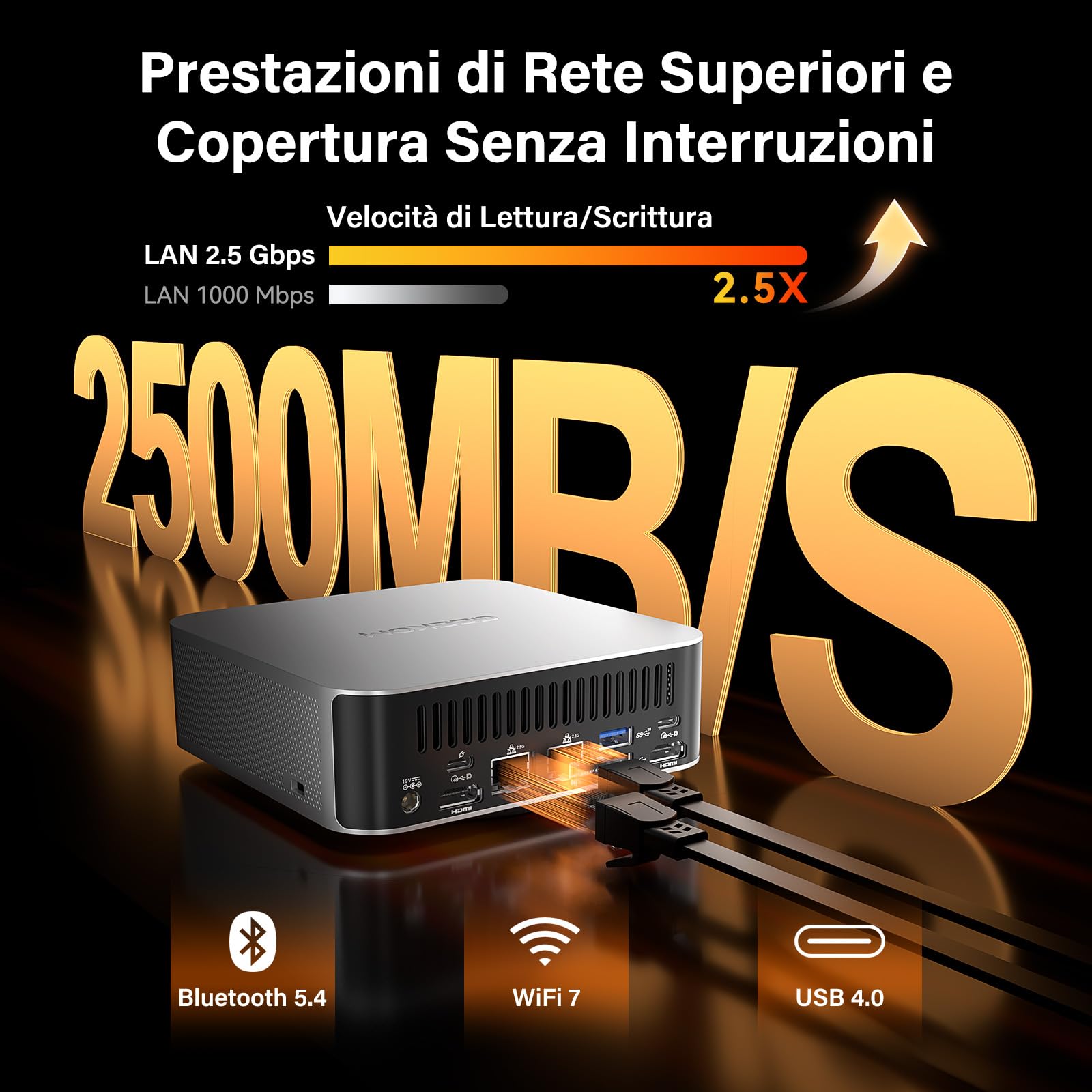 GEEKOM AI Mini PC A9 Max con AMD Ryzen AI 9 HX 370(80 TOPS),32GB DDR5 RAM e 1TB NVMe SSD(Espandibile),Windows 11 Pro,HDMI 2.1/USB4/DP1.4/2.5G Dual LAN/8K Quad Display/WiFi 7/BT 5.4