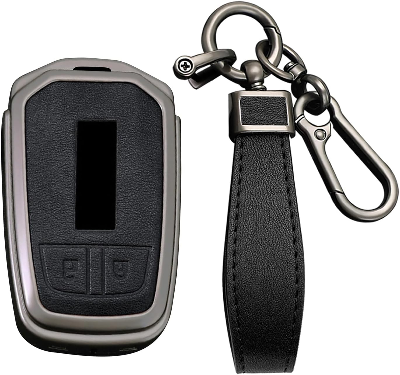 KUNIO PU Leather Car Key Fob Cover Case Compatible with Isuzu MUX D-MAX MU-X D-MAX Truck DMAX 2015 2016 2017 2018 2019 2020 Keyless with Keychain Key Holder Key Accessories Black-Long keychain