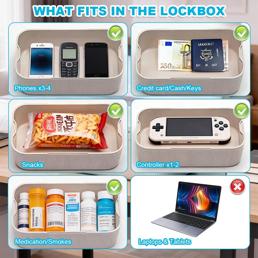 Zeitschloss Box, Handy Gefängnis mit Timer, Safe Timed Lock Box mit 2 Arbeitsmodus, Handy Safe mit Zeitschloss, Robust Handytresor für Handys, Spielkonsolen, Snacks
