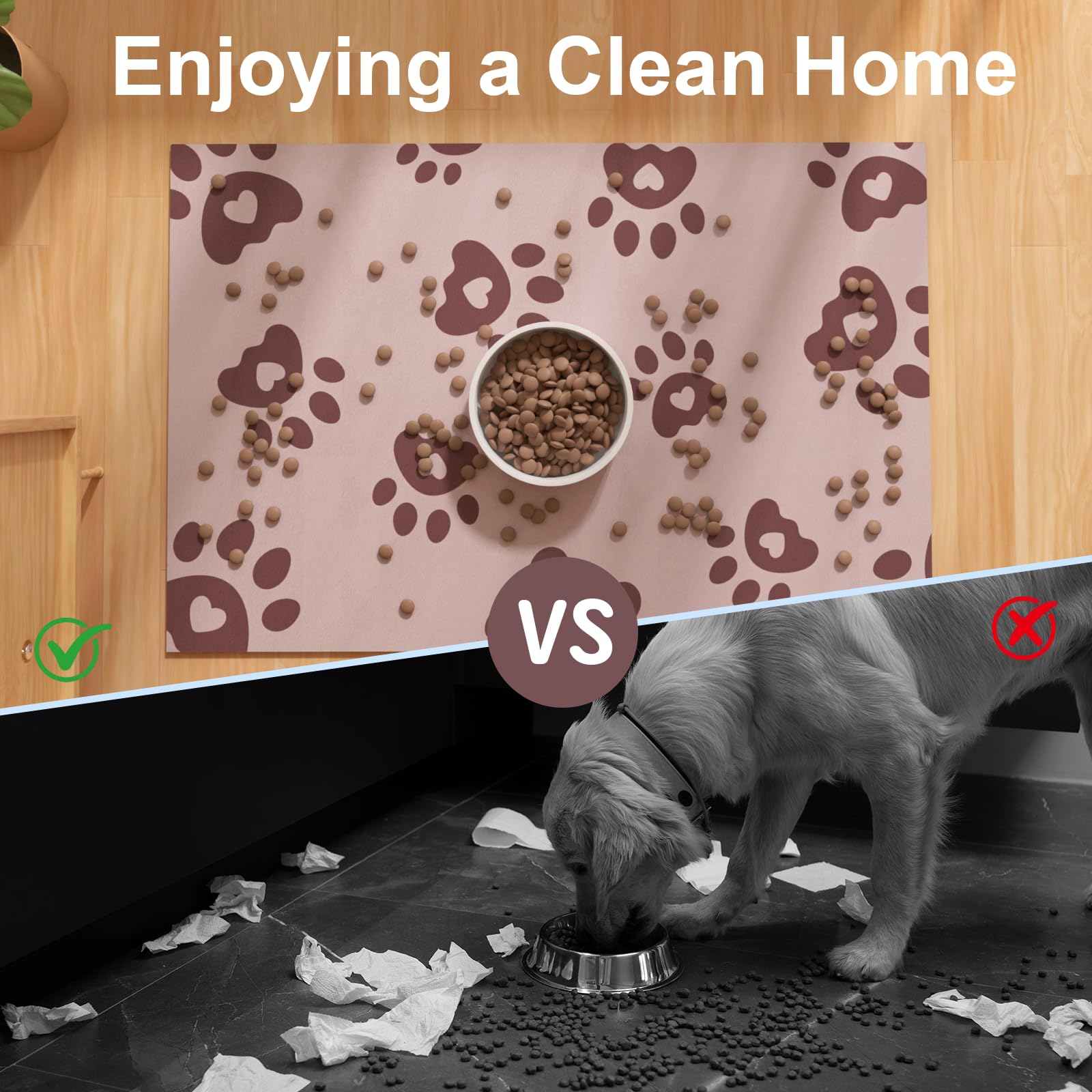 Tappetino assorbente per cani 40 x 60 cm, tappetino assorbente per ciotola d'acqua per cani, tappetino in gomma per cibo per animali domestici, tappetini per alimenti per animali domestici pe