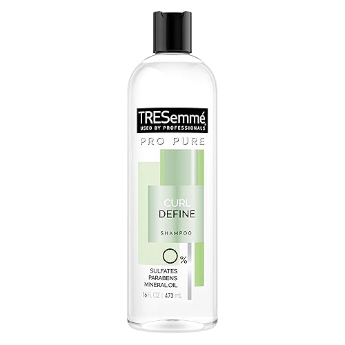 TRESemmé Champú Pro Pure sin sulfatos para rizos de cabello rizado definido con 0% de sulfatos, parabenos, aceites minerales y colorantes. 16 oz