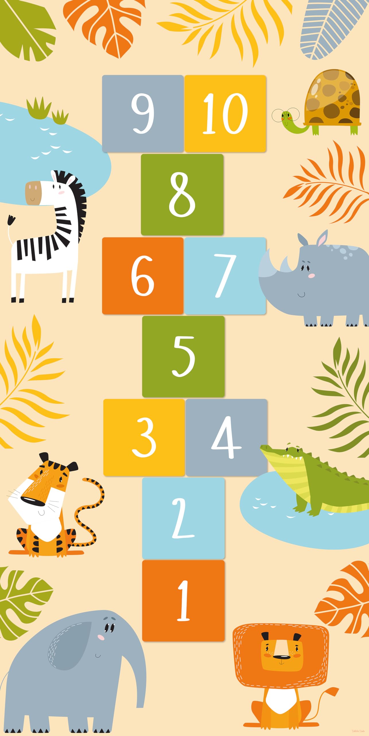 DobleUve Estudio Alfombra Vinílica Infantil Rayuela | Color Beige | 90x160 cm | Alfombra Infantil Lavable | Alfombra Rayuela Infantil Grande | Alfombra Infantil Habitación