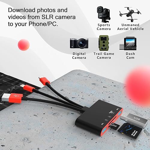 Miniatura 2 de Lector de tarjetas de memoria 5 en 1, adaptador USB OTG y lector de tarjetas SD para i-Phonei-Pad, dispositivos USB C y USB A con ranuras para