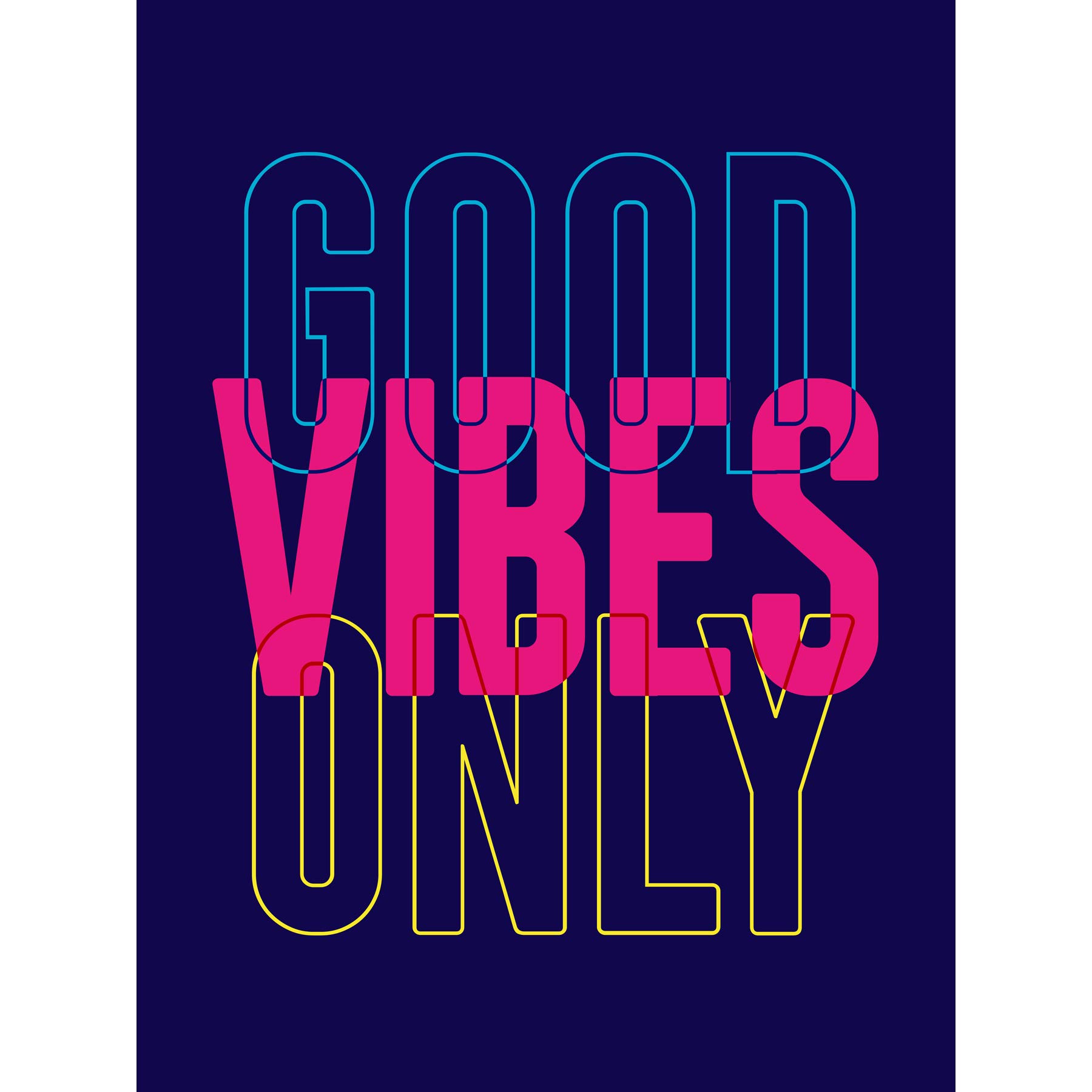 Wee Blue Coo Positivity Good Vibes Only Typography Large Canvas Wall Art Print