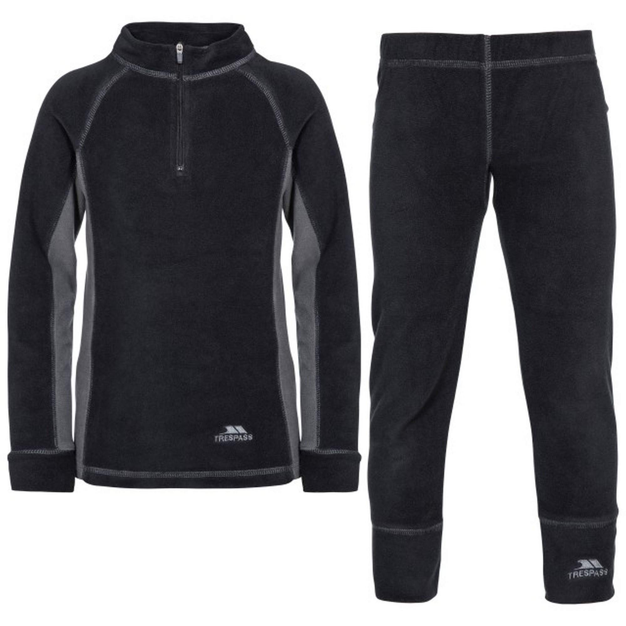 Trespass Childrens/Kids Bubbles Fleece Top And Bottom Base Layers (7-8 Years) (Black)