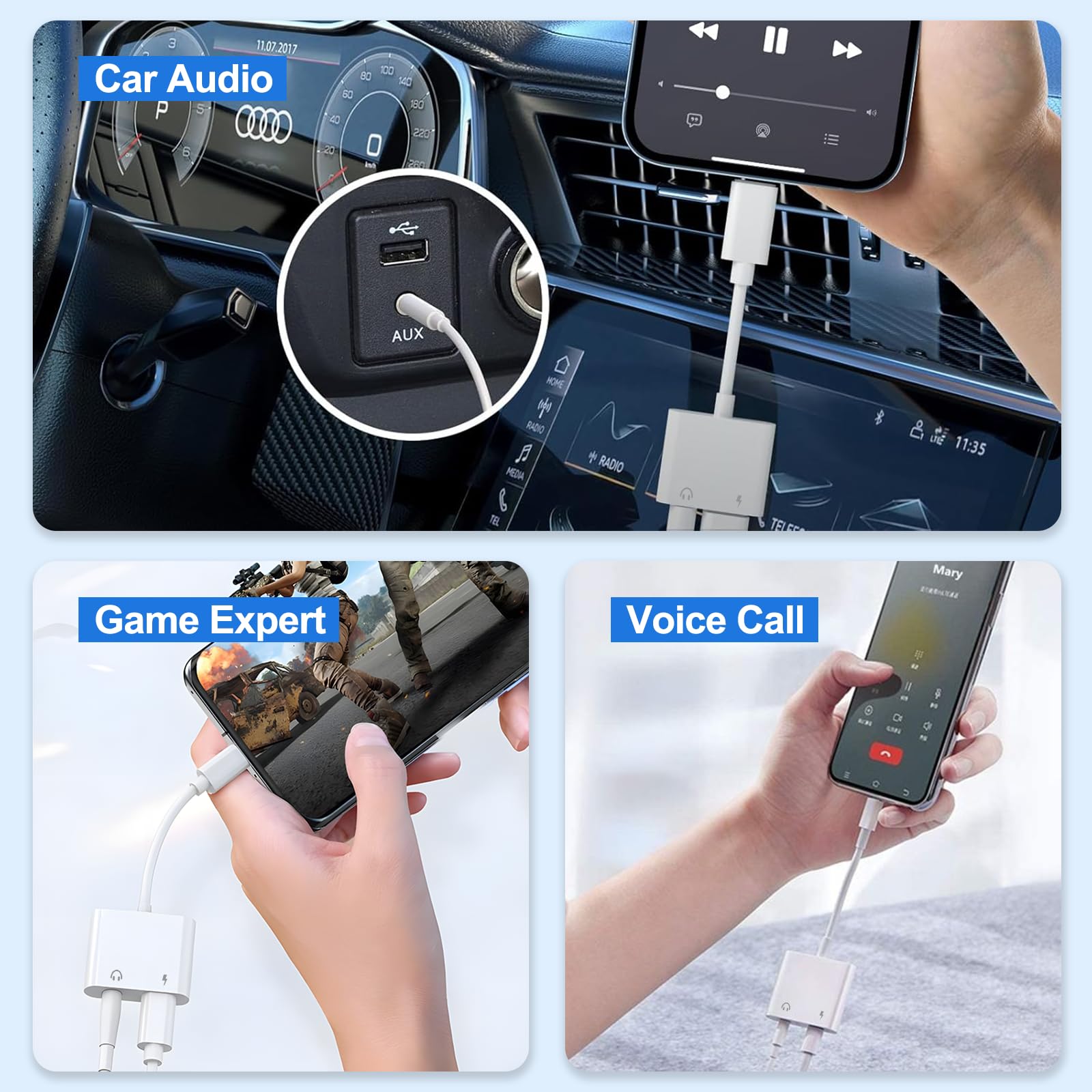 Adaptateur USB C vers Jack 3.5mm avec Charge Rapide 60W, Hi-Res Adaptateur Casque USB-C Compatible avec iPhone 16/15 Pro Max Samsung Galaxy S24/S23/S22/S21 Ultra iPad Pro Pixel
