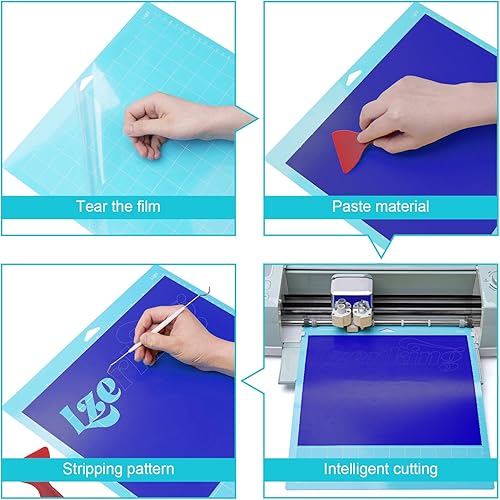 Miniatura 4 de Alfombrilla de corte para Cricut Paquete de 4 accesorios y suministros de repuesto ligero, almohadillas de corte azul, tarjetas de cricket para