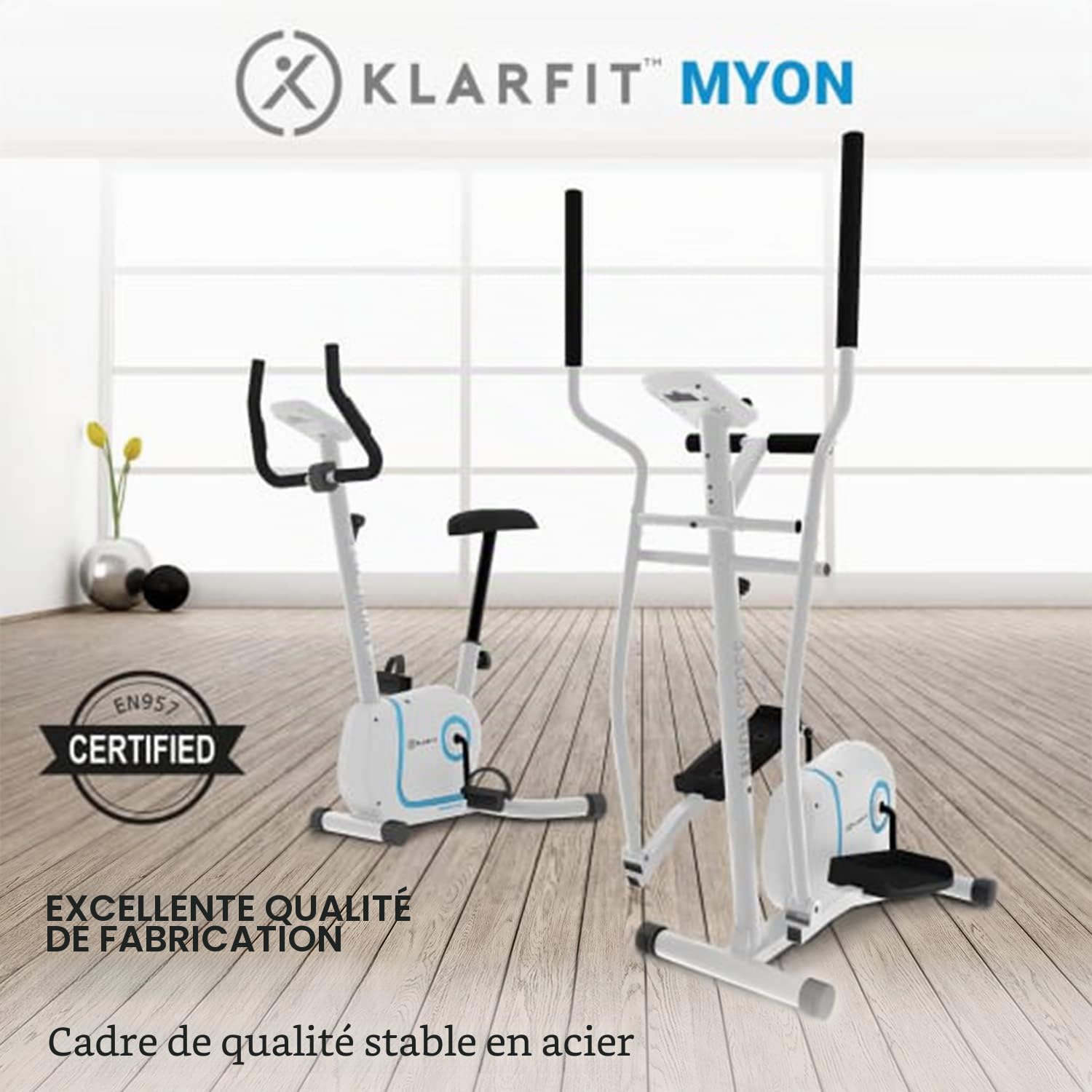 KLAR FIT Myon Cross - Vélo elliptique, Vélo d'exercice elliptique, Volant d'inertie