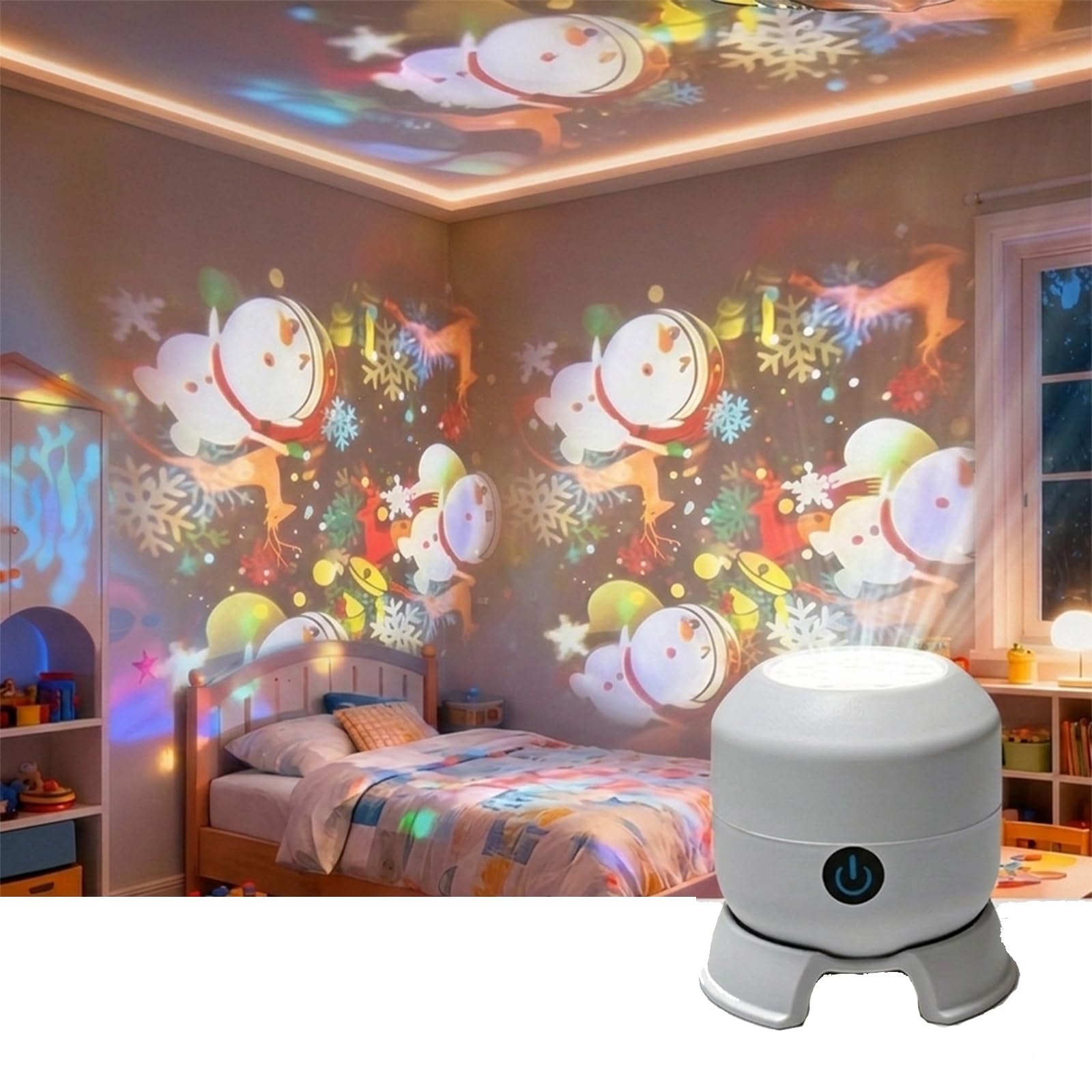 Dynamic Rotating LED Projector Light, 360° Rotating Ocean Night Light Projector, Snowflake/Christmas/𝐨𝐜𝐞𝐚𝐧 Dynamic Patterns, for Indoor Decoration (Ocean,Rechargeable) — view 8