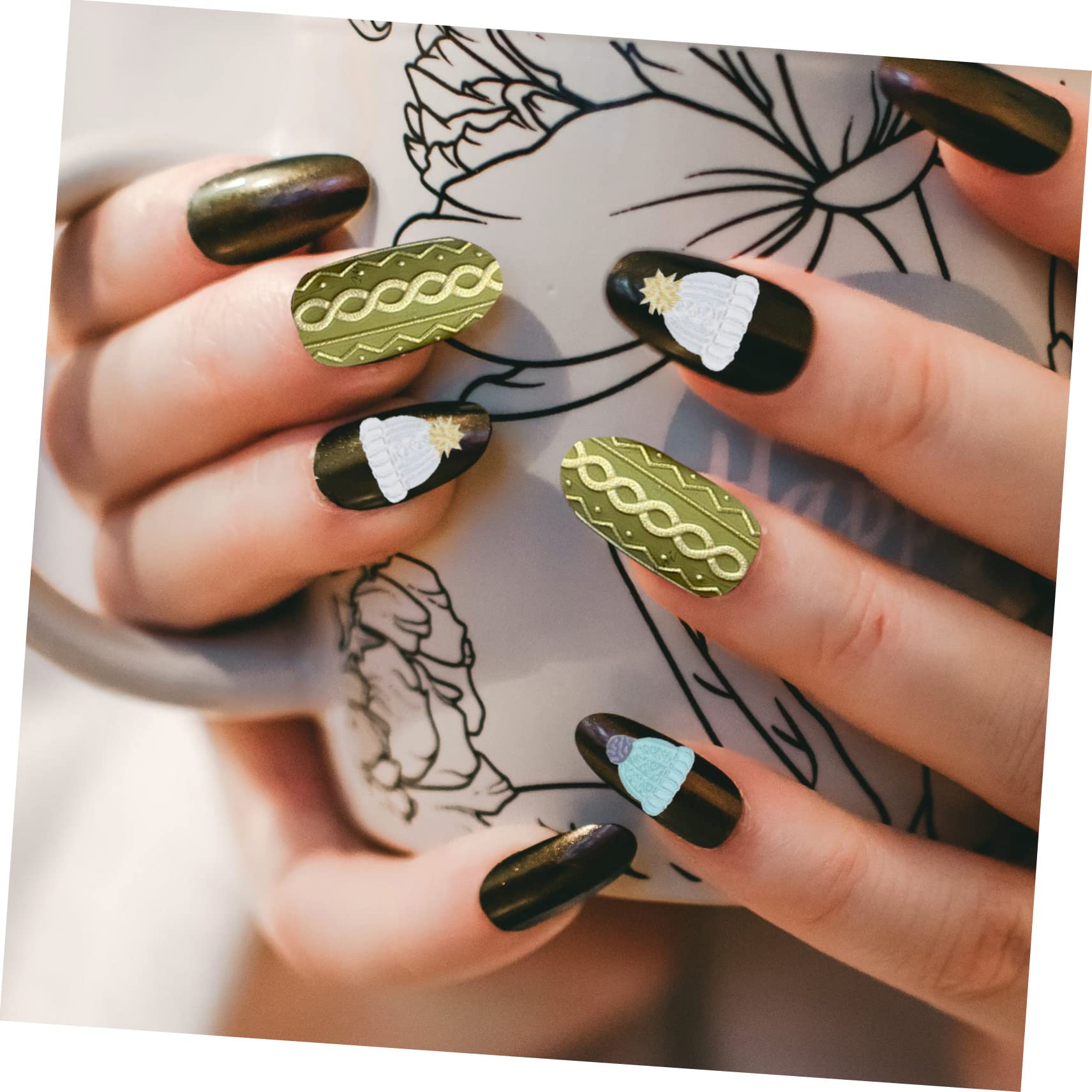 8 Set Adesivi Unghie Natalizi Stickers Nail Art Autoadesivi per Diy Unghie Decorazioni Natalizie Facili Applicare Stili Casual Random