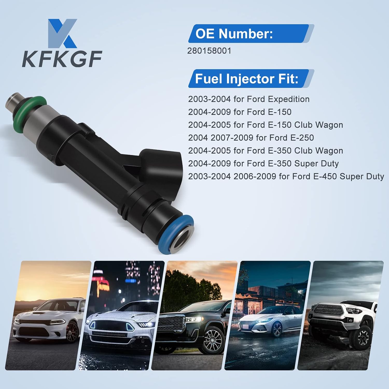 Fuel Injector 280158001 8PCS 4HOLES for Expedition 03-04 for E-450 Super Duty 03-04 06-09 for E-350 Super Duty 04-09 for E-350 Club Wagon 04-05 for E-250 04 07-09 for E-150 Club Wagon 04-05
