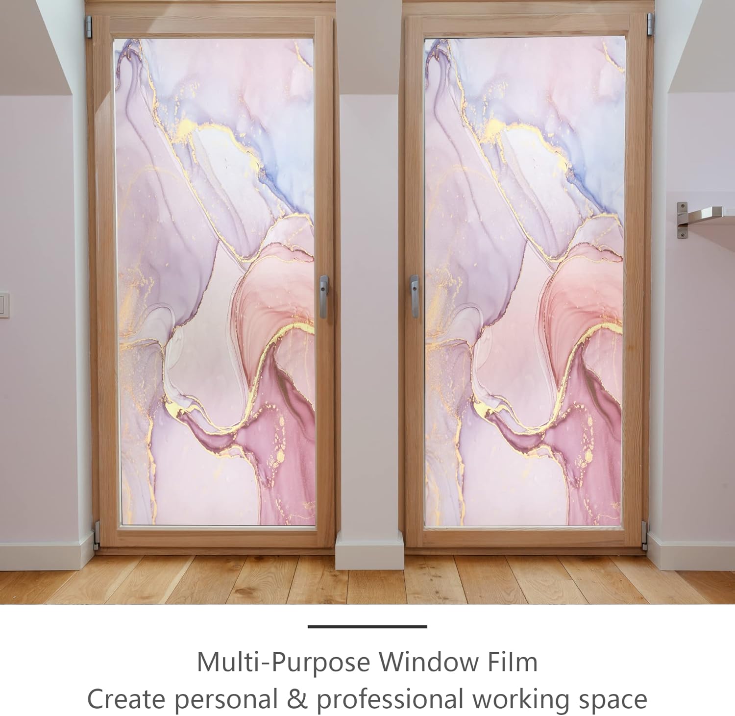 Marble Rouge Texture Window Privacy Film Static Cling No Glue Frosted Window Film Stained Glass Window Film Coverings for Bathroom Living Room Glass Sticker (35.4" x 78.6" (90 x 200 cm))