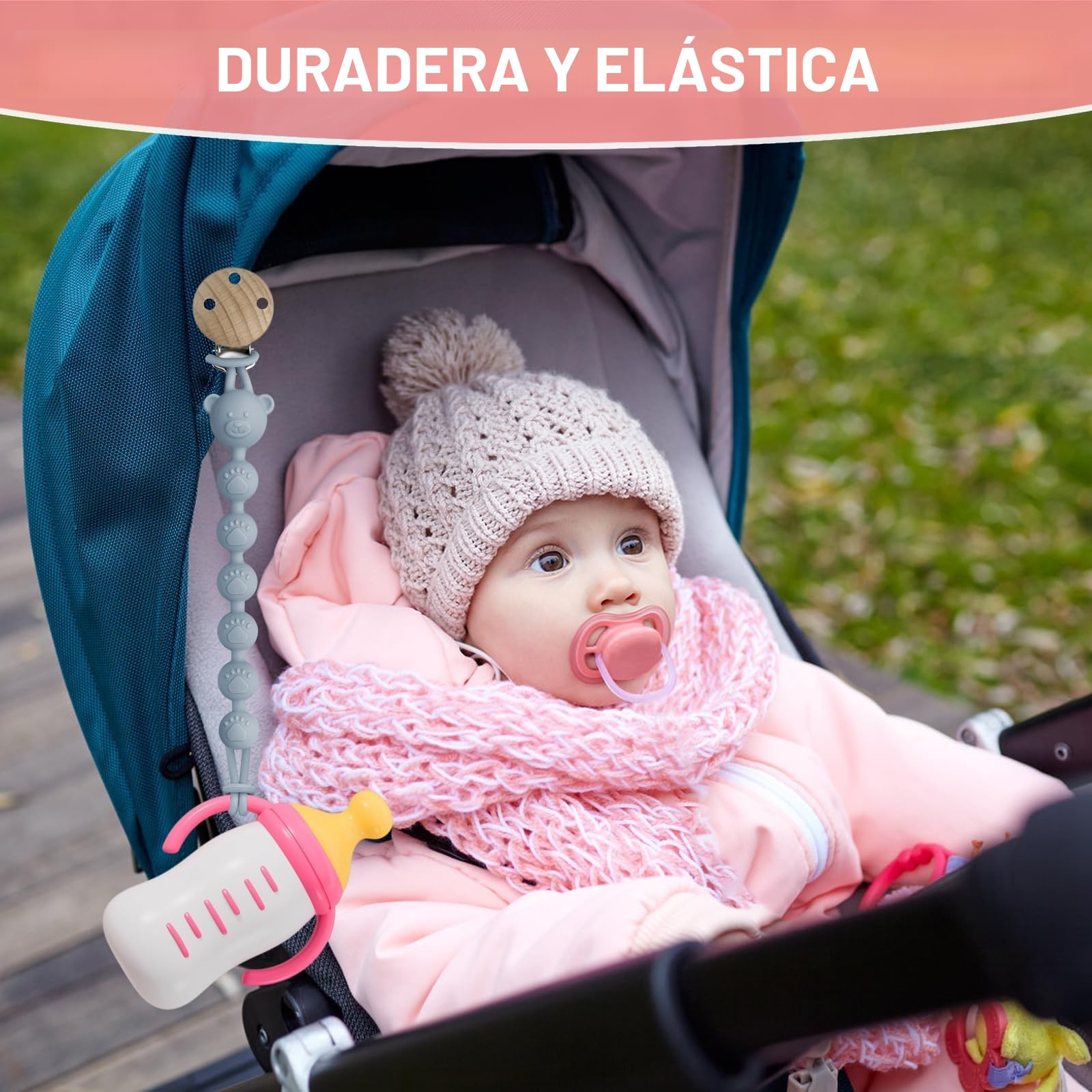 CNMTCCO Sujetador de Chupete de Silicona, 4 Piezas Clip de Chupete de Silicona, Enganche de Chupete para Bebé, Seguro y Sin Gotas, Suave y Duradero, Sin BPA, Adecuado para Vasos con Recolector para