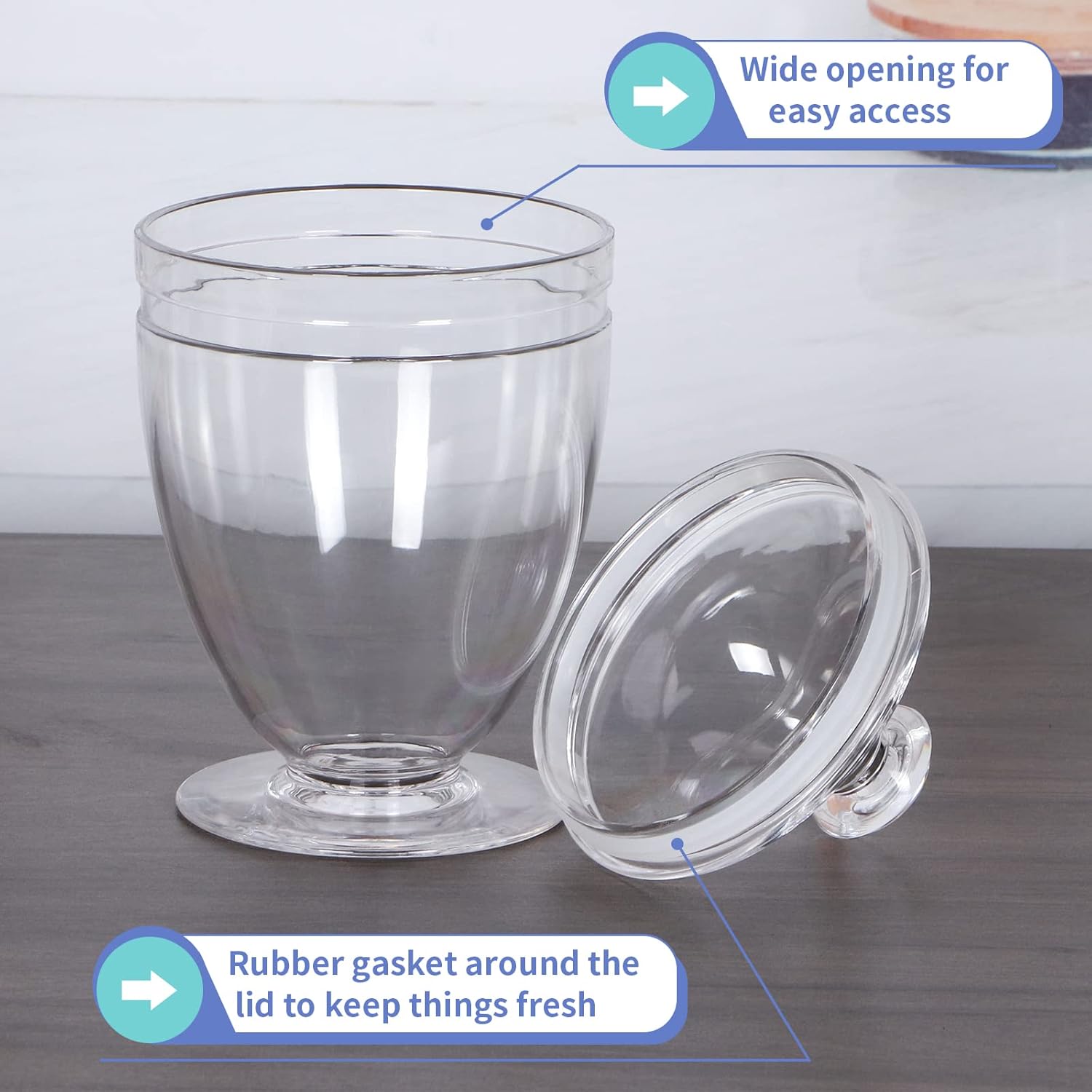 MOLIGOU Acrylic Apothecary Jars with Airtight Lid, Candy Jars for Candy Buffet, Decorative Bathroom Canisters, Set of 3 - Image 4