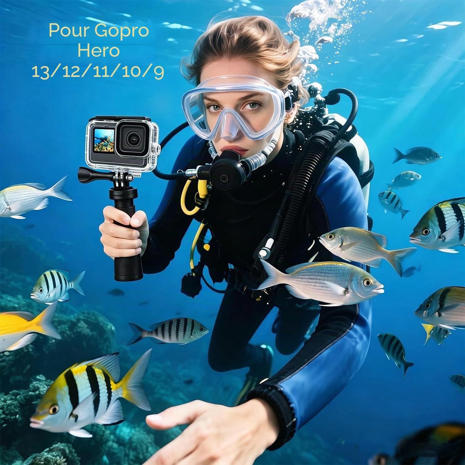 Suptig Boîtier étanche Boîtier de Protection Boîtier de plongée sous-Marine pour GoPro Hero 13 Hero 12,11,10,9 Étanche 60 m